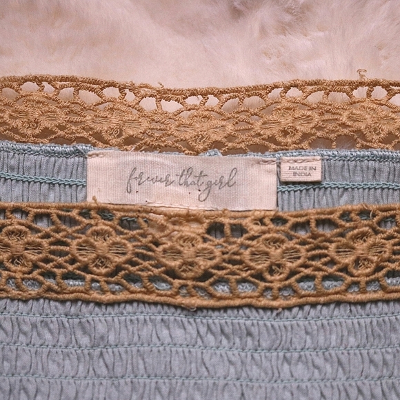 Anthropologie Ruffled Lace Mesh Layered Peplum Short Sleeve Top, Small, Lilac - Picture 7 of 10